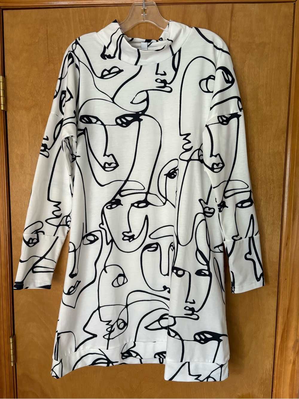 Abstract Faces Mockneck Dress